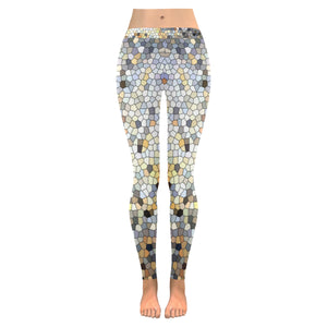 Marbled Abstract Mosaic Low Rise Leggings (Invisible Stitch) (Model L05)