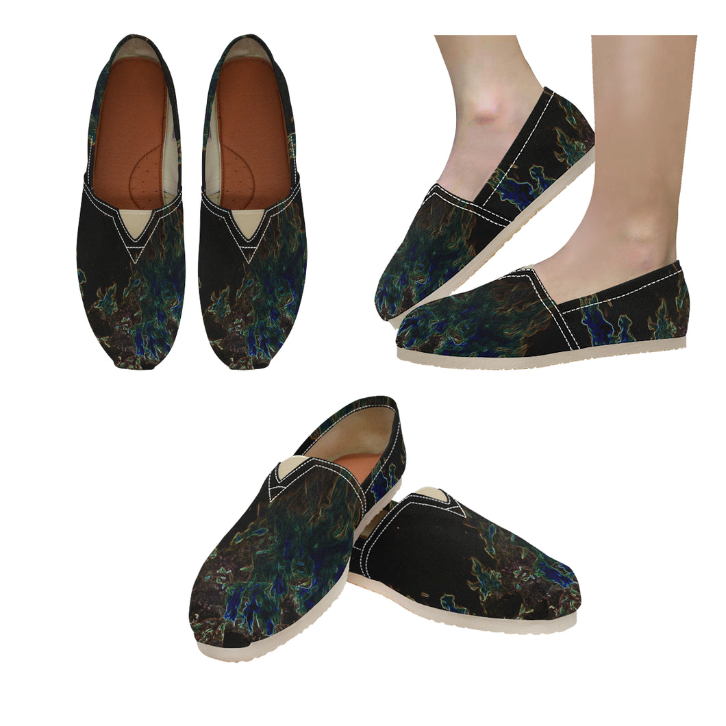 Feathery Flames Glowing Unisex Classic Canvas Slip-On (Model 1206)