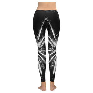 Fireworks Star Black and White Low Rise Leggings (Invisible Stitch) (Model L05)