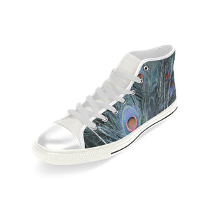 Peacock Feathers Blue Men’s Classic High Top Canvas Shoes (Model 017)