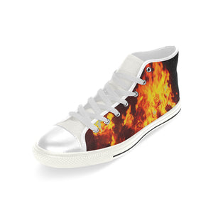 Feathery Flames Red Men’s Classic High Top Canvas Shoes (Model 017)