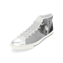 Load image into Gallery viewer, Big Bear Black and White Men’s Classic High Top Canvas Shoes (Model 017)