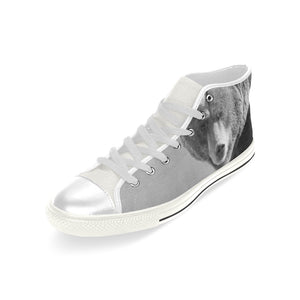 Big Bear Black and White Men’s Classic High Top Canvas Shoes (Model 017)