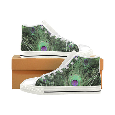 Peacock Feathers Green Men’s Classic High Top Canvas Shoes (Model 017)