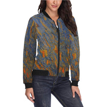 Load image into Gallery viewer, Marbled Abstract Orange All Over Print Bomber Jacket for Women (Model H36)