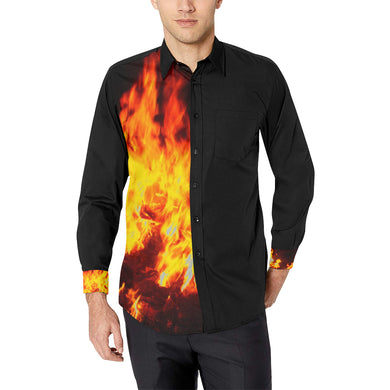 Feathery Flames Red Men's All Over Print Casual Dress Shirt (Model T61)