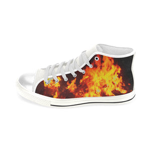 Feathery Flames Red Men’s Classic High Top Canvas Shoes (Model 017)