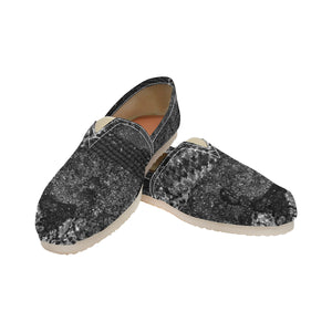 Dark Paisley Black and White Unisex Classic Canvas Slip-On (Model 1206)