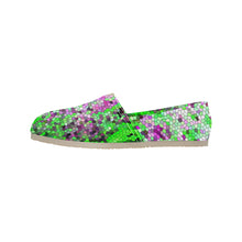 Load image into Gallery viewer, Marbled Abstract Green and Purple Mosaic Unisex Classic Canvas Slip-On (Model 1206)