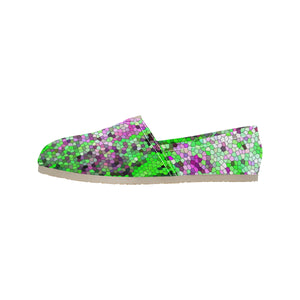 Marbled Abstract Green and Purple Mosaic Unisex Classic Canvas Slip-On (Model 1206)