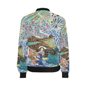 Pleasantly Paisley Negative All Over Print Bomber Jacket for Women (Model H36)