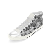 Load image into Gallery viewer, Painted Skulls Black and White Men’s Classic High Top Canvas Shoes (Model 017)