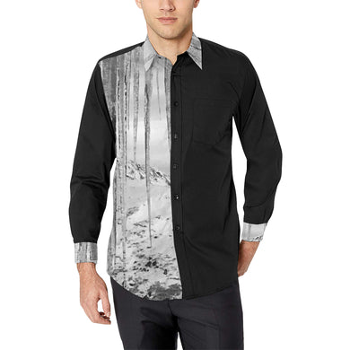 Icicles Black and White Men's All Over Print Casual Dress Shirt (Model T61)