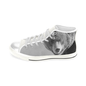 Big Bear Black and White Men’s Classic High Top Canvas Shoes (Model 017)