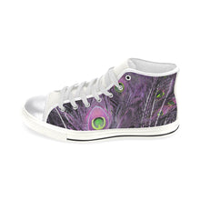 Load image into Gallery viewer, Peacock Feathers Purple Women&#39;s Classic High Top Canvas Shoes (Model 017)