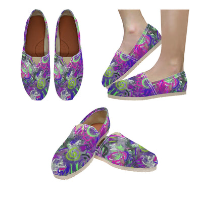 Graffiti Abstract Purple Unisex Classic Canvas Slip-On (Model 1206)