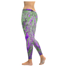 Load image into Gallery viewer, Marbled Abstract Purple Low Rise Leggings (Invisible Stitch) (Model L05)