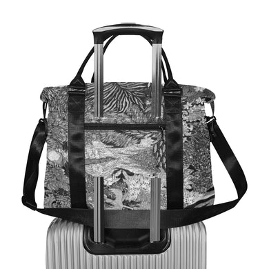 Pleasantly Paisley Black and White Large Capacity Duffle Bag (Model 1715)