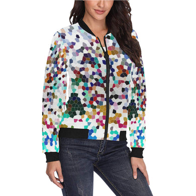 Holiday Paisley Negative Mosaic All Over Print Bomber Jacket for Women (Model H36)