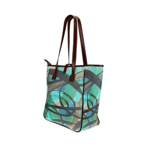 Abstract Circles Black and Teal Classic Tote Bag (Model 1644)