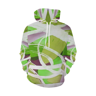 Abstract Circles Green All Over Print Hoodie for Women (USA Size) (Model H13)