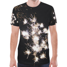 Load image into Gallery viewer, Fireworks Flowers White New All Over Print T-shirt for Men (Model T45)