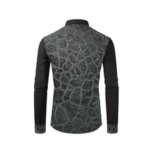 Load image into Gallery viewer, Crackle Black Split Men&#39;s All Over Print Casual Dress Shirt (Model T61)