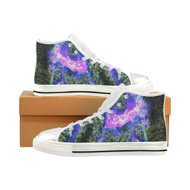 Sea of Flames Purple Women's Classic High Top Canvas Shoes (Model 017)