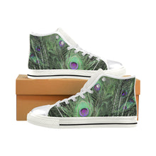 Load image into Gallery viewer, Peacock Feathers Green Women&#39;s Classic High Top Canvas Shoes (Model 017)