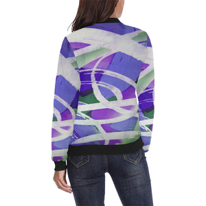 Abstract Circles Purple All Over Print Bomber Jacket for Women (Model H36)