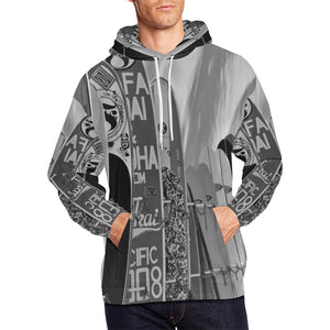 Surfboards Black and White All Over Print Hoodie for Men/Large Size (USA Size) (Model H13)