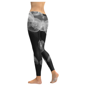 Jellyfish Black and White Low Rise Leggings (Invisible Stitch) (Model L05)