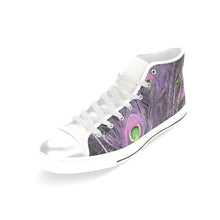 Load image into Gallery viewer, Peacock Feathers Purple Women&#39;s Classic High Top Canvas Shoes (Model 017)