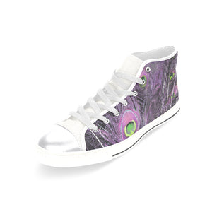 Peacock Feathers Purple Women's Classic High Top Canvas Shoes (Model 017)