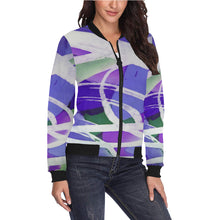 Load image into Gallery viewer, Abstract Circles Purple All Over Print Bomber Jacket for Women (Model H36)