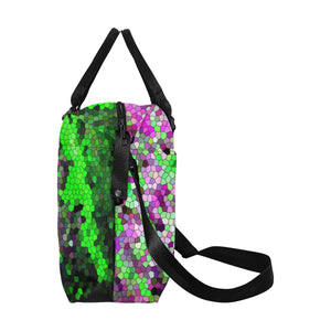 Marbled Abstract Green and Purple Mosaic Large Capacity Duffle Bag (Model 1715)