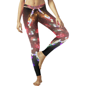 Fireworks Burst Mosaic Low Rise Leggings (Invisible Stitch) (Model L05)