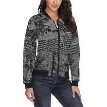 Load image into Gallery viewer, Paisley Power Black and White All Over Print Bomber Jacket for Women (Model H36)