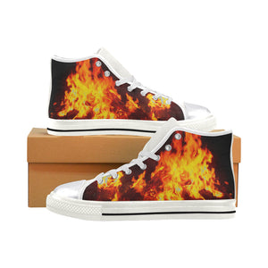 Feathery Flames Red Women's Classic High Top Canvas Shoes (Model 017)