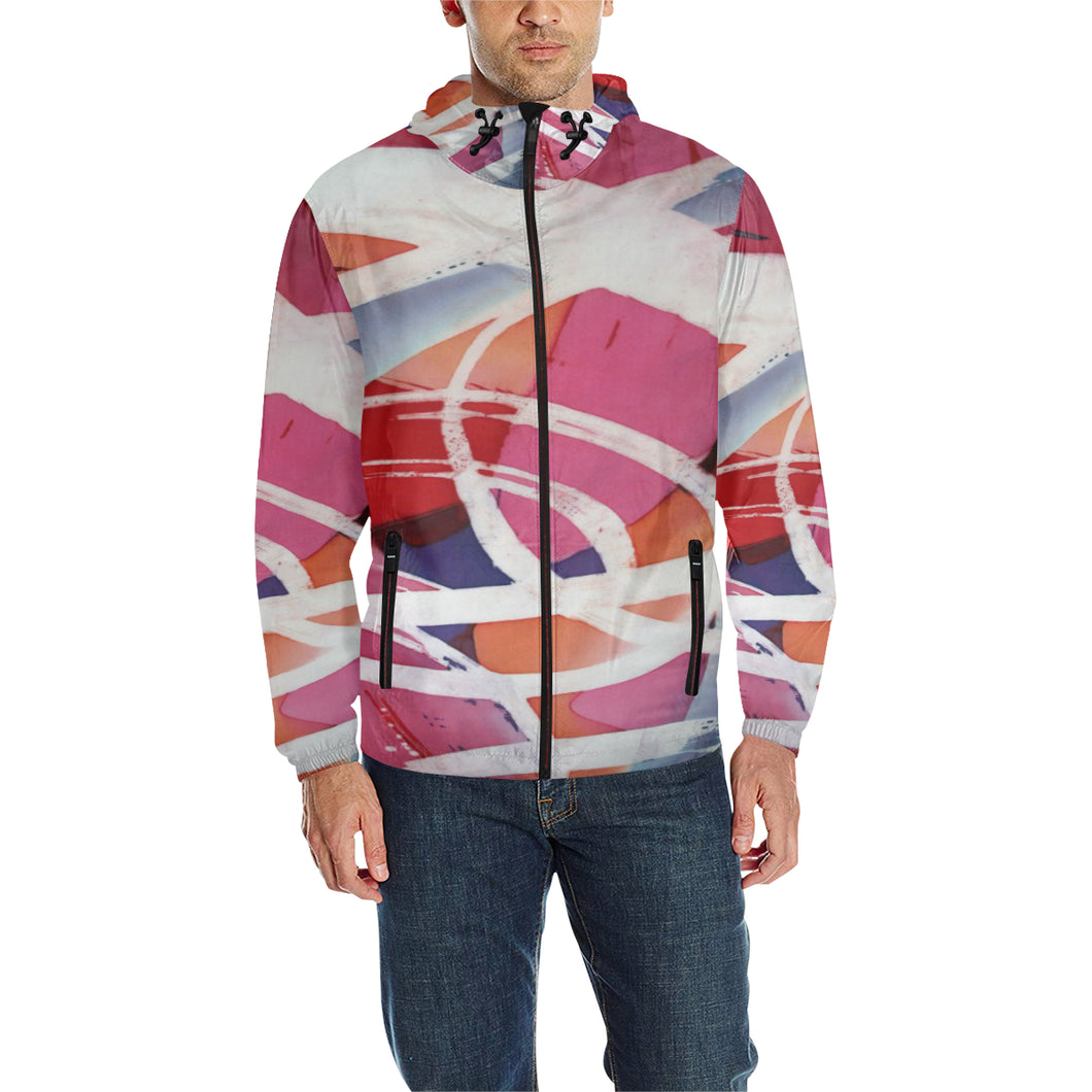 Abstract Circles All Over Print Quilted Windbreaker for Men (Model H35)