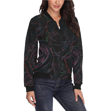 Rose Bouquet Flower Glowing All Over Print Bomber Jacket for Women (Model H36)