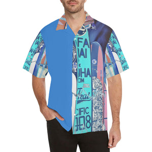 Surfboards Blue Panel Hawaiian Shirt (Model T58)