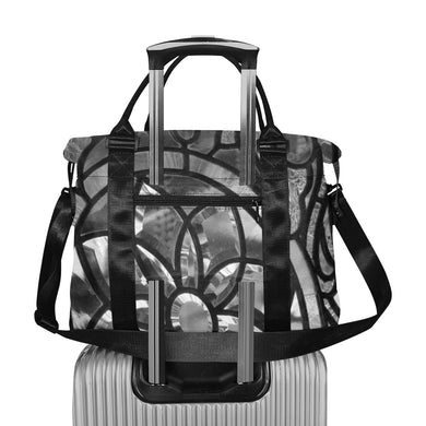 Stained Glass Black and White Large Capacity Duffle Bag (Model 1715)