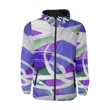 Load image into Gallery viewer, Abstract Circles Purple All Over Print Quilted Windbreaker for Men (Model H35)