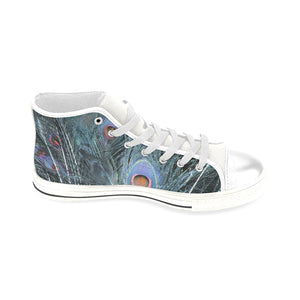 Peacock Feathers Blue Men’s Classic High Top Canvas Shoes (Model 017)