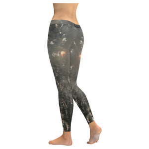 Fireworks Black Low Rise Leggings (Invisible Stitch) (Model L05)