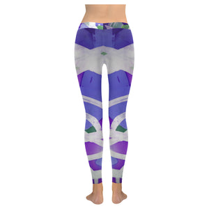 Abstract Circles Purple Low Rise Leggings (Invisible Stitch) (Model L05)