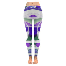 Load image into Gallery viewer, Abstract Circles Purple Low Rise Leggings (Invisible Stitch) (Model L05)