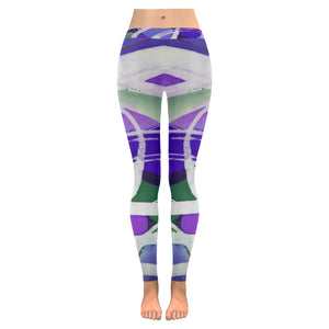 Abstract Circles Purple Low Rise Leggings (Invisible Stitch) (Model L05)