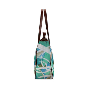 Abstract Circles Aqua Classic Tote Bag (Model 1644)